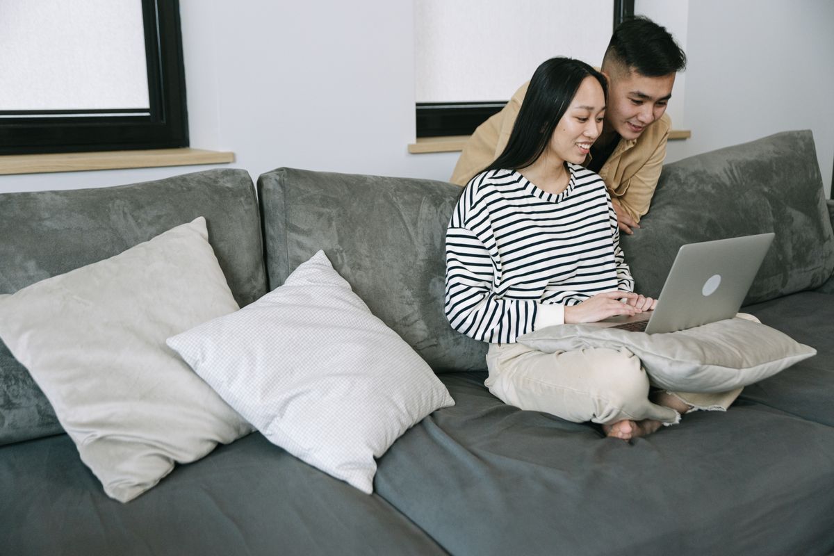 People using their devices at home